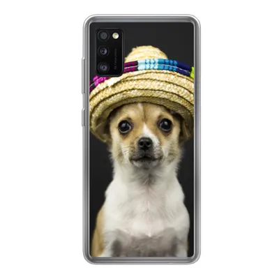 Produktbild von MuchoWow® Handyhülle Schutzhülle Hülle für Samsung Galaxy A41 Hund - Sombrero - Schwarz Silikon Softcase Handy Hülle - Mobiltelefon