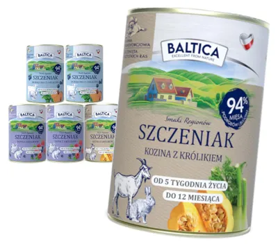 Produktbild von Baltica Mix of Flavors 6x400g getreidefreies Nassfutter für Welpen Lamm Pute Ziege