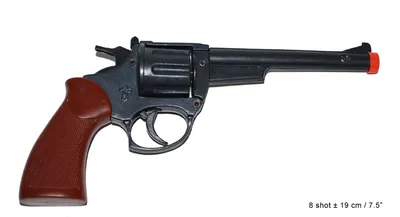 Image de Revolver jouet cowboy marron/noir pour 8 cartouches, environ 19 cm