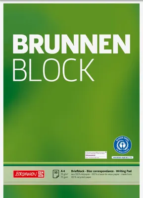 Produktbild von BRUNNEN Briefblock A4 70g unliniert/blanko Recyclingpapier 105261601