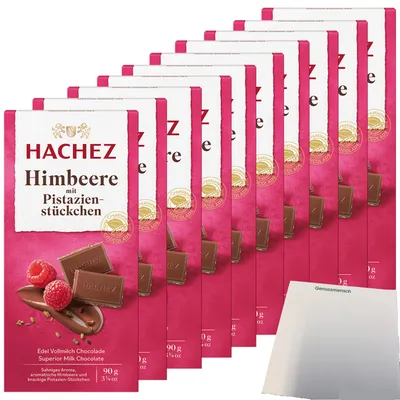 Produktbild von Hachez Schokolade Himbeere mit Pistazie VPE (10x90g Tafel) + usy Block