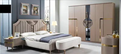 Produktbild von Möbel Modern Luxus Betten Neu Bett 2x Nachttisch 3 tlg. Schlafzimmer Set Design