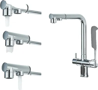 Obrázek produktu pro Kuchyňská baterie, funkce vytahovacího spreje, mosazný materiál, chromová baterie
