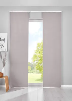 Schiebegardinen-Set 2er, 145x60 cm, Grau, blickdicht, Thermo