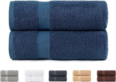 Produktbild von Famanu Badetücher 100% Baumwolle, 550 g/m², extra weich, sehr saugfähig, schnell trocknend - marineblau
