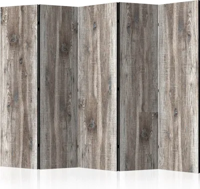 Produktbild von Akusticher Raumteiler Holzoptik Foto Paravent 225x172 cm beidseitig auf Vlies-Leinwand bedruckt Akustikschaum Trennwand Spanische Wand Sichtschutz Home Office Wood Look Bretter f-A-0369-z-c