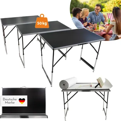 Produktbild von Premium Tapeziertisch schwarz höhenverstellbar, mit verstärkter Tischplatte, Arbeitstisch 3-teilig