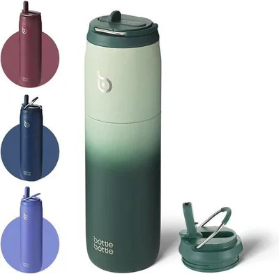 Obrázok produktu pre Izolovaná fľaša na vodu 950 ml so slamkou a viečkom – dvojstenná z nehrdzavejúcej ocele pre šport a outdoor
