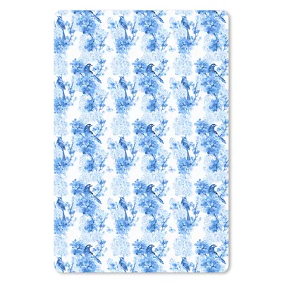 Produktbild von MuchoWow® Mauspad Mousepad Blumen - Vögel - Blau 40x60 cm - Mousepads - Maus Mat - Pad - Mausunterlage - Schreibtisch Accesoire