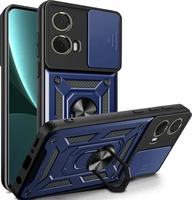 Produktbild von Outdoor Panzer Hülle Motorola Moto G85 Handyhülle mit Kameraschutz Ringhalter in Blau