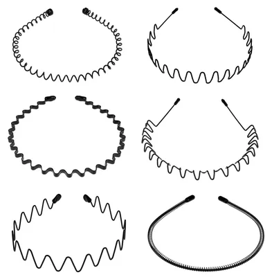 Immagine prodotto di Fascia per capelli - Unisex - Elastica - Nero - Set da 6 pezzi