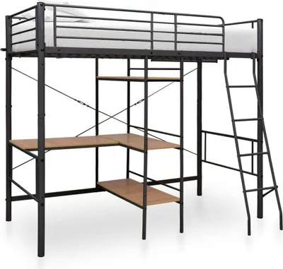 Produktbild von Etagenbett mit Tischrahmen Grau Metall 90x200 cm