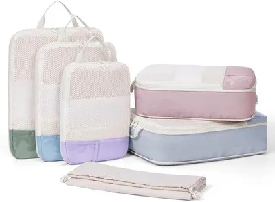 Produktbild von Famanu Kofferorganizer Set 6-teilig - Kompressionswürfel für Koffer, Rucksack und Handgepäck - Kombiniertes Design
