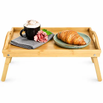 Obrázok produktu pre Podnos na posteľ Prírodný 50x30cm Podnos na servírovanie Podnos na raňajky Doska Drevo