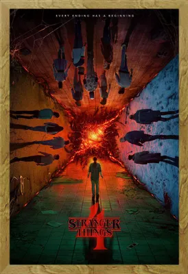 Immagine prodotto di Stranger Things - Stagione 4 - Poster stampato - Dimensioni 61x91,5 cm - Cornice in MDF rovere