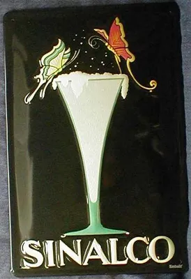 Produktbild von Blechschild Sinalco Glas Schmetterling Limonade retro Schild Werbeschild