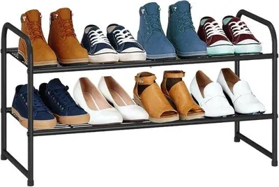 Image de Rangement à chaussures - Pour organiser vos chaussures - 2 étages - Noir