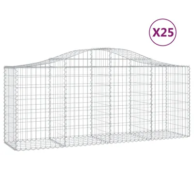 Produktbild von Gabionen mit Hochbogen 25 Stk. 200x50x80/100cm Verzinktes Eisen