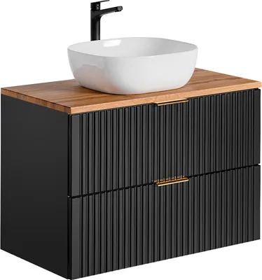 Produktbild von Waschtisch 80.6cm Adriel mit 2 Schubladen, Schwarz