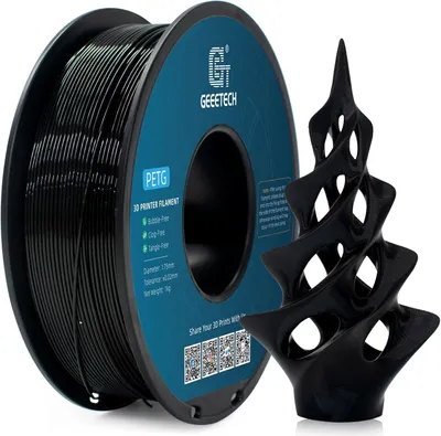Produktbild von GEEETECH PETG Filament 1,75 mm Schwarz 1 kg Spool für 3D-Drucker,PETG 3D Drucker Filament, Maßgenauigkeit +/- 0.02mm