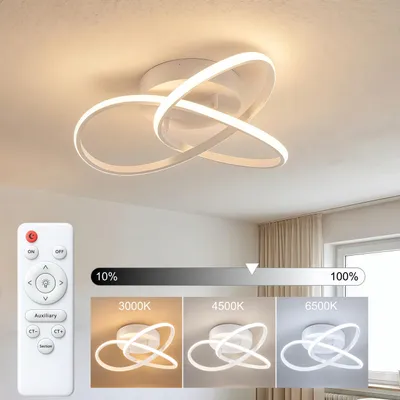 Produktbild von LED Deckenleuchte Dimmbar mit Fernbedienung Deckenlampe 3 Lichtfarben 40CM 44W Modern Weiß Geometrie Design Lampe für Wohnzimmer Schlafzimmer Küche