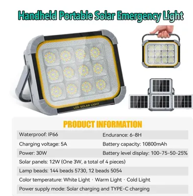 Produktbild von Solar-LED-Strahler - Modell B - 30 W - 1 Stück - Fernbedienung - IP65 - Für den Außenbereich - Aluminium