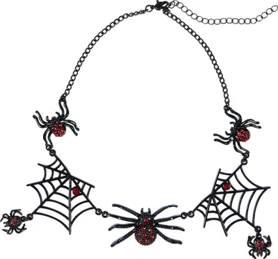 Image de Collier araignée en strass | Noir rouge