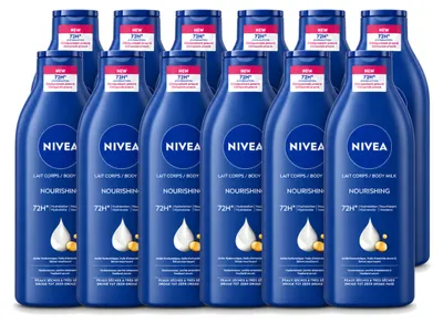 Imagen del producto de 12 unidades de crema corporal NIVEA, para piel seca a muy seca, 400 ml. Paquete económico