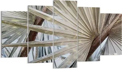 Produktbild von Bild auf Leinwand - Leinwandbild - 5 Teile - Blatt Palme Natur - 160x85cm - Wand Bild - Wanddeko - Wandbilder - Leinwanddruck - Bilder - Wanddekoration - Leinwand bilder - Wandbild - EA160x85-5056