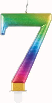Produktbild von Zahlenkerze 7 in Regenbogenfarben
