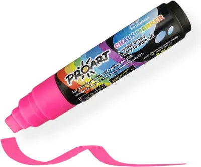 Image de Crayons à craie LEVIATAN pour tableau noir, effaçables à l'eau | Crayons à craie effaçables à sec et à l'eau | Marqueurs à craie | Pointe biseautée 10 mm - Rose