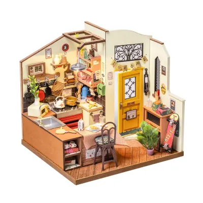 Produktbild von Puppenhäuser Miniatur Haus Kit mit Möbeln und LED-Licht Puppenhaus Holz Modellbausätze für Erwachsene und Kinder Bauen Weihnachten Geschenke