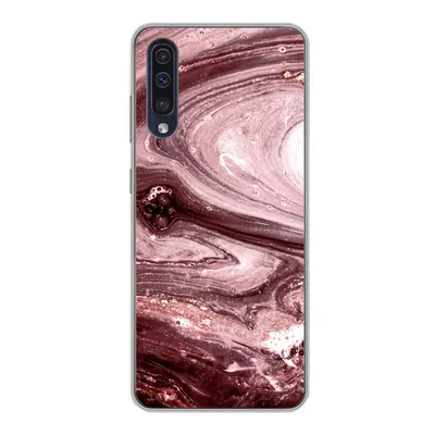 Produktbild von MuchoWow® Handyhülle Schutzhülle Hülle für Samsung Galaxy A30s Marmor - Gold - Rosa Silikon Softcase Handy Hülle - Karteninhaber