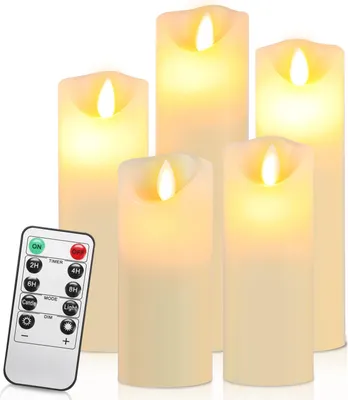 Obrázek produktu pro Bettizia LED svíčky Sada 10 svíček z pravého vosku bez plamene s funkcí časovače s dálkovým ovládáním a vícestupňovým stmíváním Pohyblivý plamen Svíčky z pravého vosku Bílá