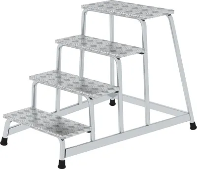 Produktbild von Arbeitspodest starr | 4 Stufen | Aluminium-Warzenblech | Rutschfeste Kunststoffschuhe