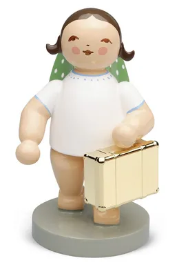 Immagine prodotto di Wendt & Kühn "No. 11, giramondo, angelo con valigia, placcato oro - 6 cm"