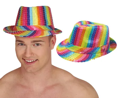 Productafbeelding van Regenbogen Partyhut 20's Carnaval, accessoire met pailletten, verenboa, glamour, voor carnaval, fascinator, kleur: meerkleurig
