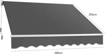 Produktbild von GOPLUS Gelenkarmmarkise 295x250cm für Sonnenschutz & Regenschutz, Balkonmarkise mit Handkurbel, Terrassenmarkise Aluminium, Einziehbar