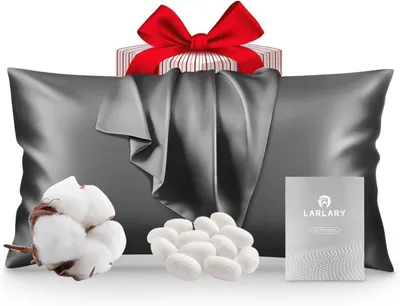 Image de Housse de coussin en soie - 90% soie, 10% coton, pour housse de coussin, douce et hypoallergénique (1, gris, 40 x 80 cm)