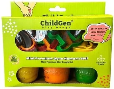 Zdjęcie produktu dla ChildGen Ciastolina naturalna 3 kolory 8 kształtów - zestaw