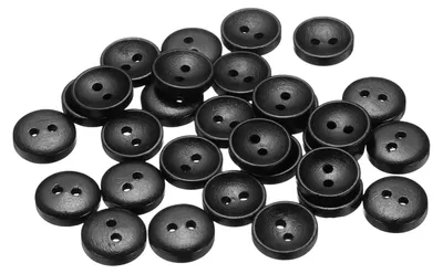 Produktbild von 30 schwarze Holzknöpfe, 12,5 mm Durchmesser, mit 2 Löchern