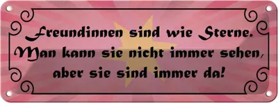 Produktbild von vianmo Blechschild 10x27 cm Freundinnen wie Sterne immer da Spruch Zitat