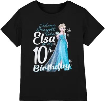 Productafbeelding van Frozen - "Schitter als Elsa" T-shirt voor kinderen - 10e verjaardag TV4959 (116) (Zwart)