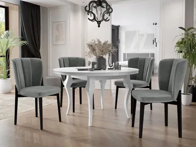 Obrázok produktu pre Rozkladací jedálenský stôl 120 cm so 4 stoličkami KRAM 2 - biely / čierny / platinový