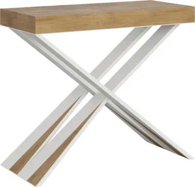 Obrázek produktu pro Rozkládací konzola 90x40/300 cm Diago přírodní dub s bílým rámem