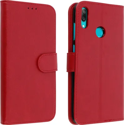 Immagine prodotto di Custodia protettiva in ecopelle per Huawei Y7 2019, modello a libro, colore rosso