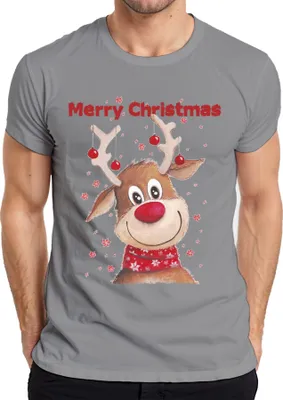 Produktbild von Merry Christmas süßes Rentier - Weihnachten Weihnachtsgeschenk Christmas Herren T-Shirt, Grau, M