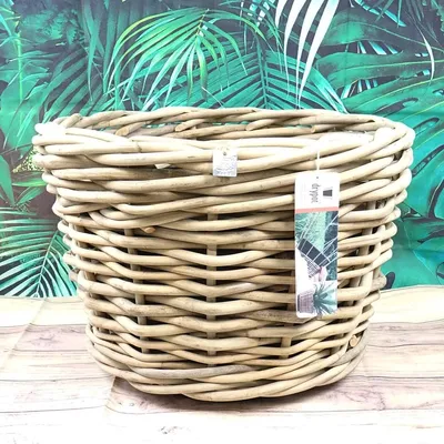 Produktbild von VAN DER LEEDEN DRYPOT® Rattan Pflanzkübel Grau Ø 59 cm - Sylter Körbe