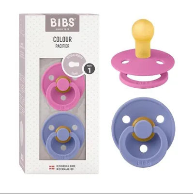 Immagine prodotto di BIBS Succhietti in gomma naturale Colore 2 pezzi, misura 1 - Bubblegum / Peri