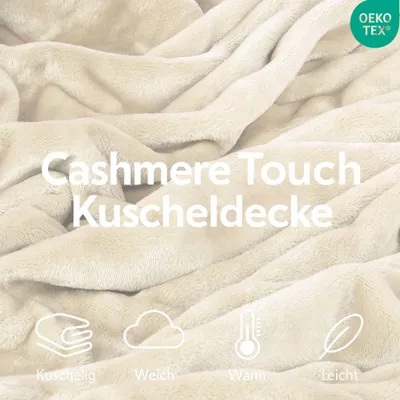 Produktbild von Kuscheldecke CashmereTouch Wohndecke Fleece decke Kuschelig weich & Flauschig 180x220 cm Natur